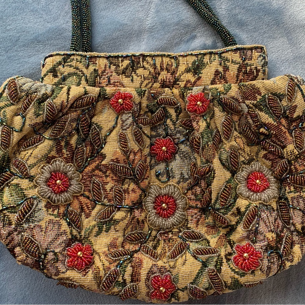 Vice Versa Too Gorgeous Tapestry Beaded Handbag